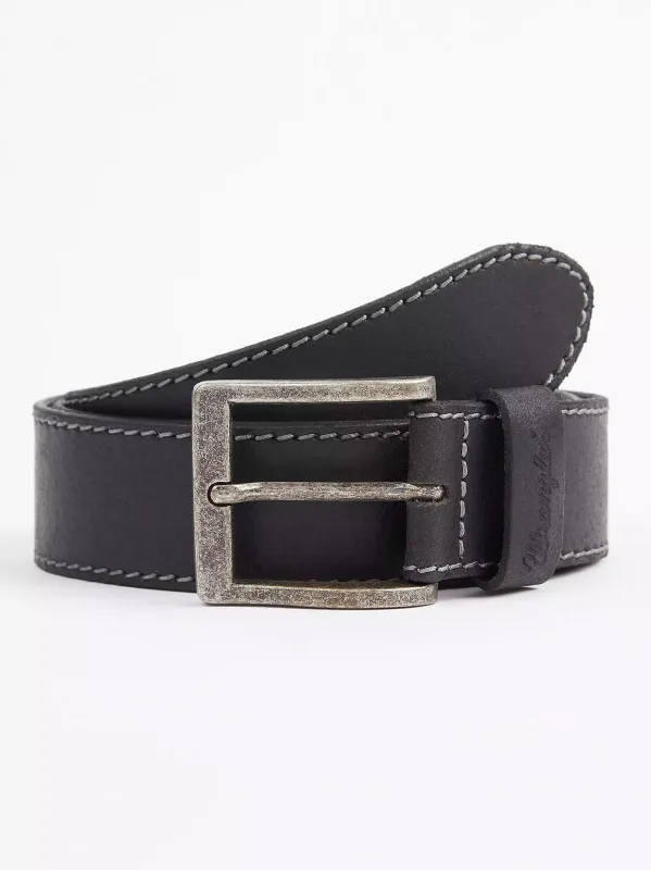 Wrangler Gürtel Stitched Leather Belt black