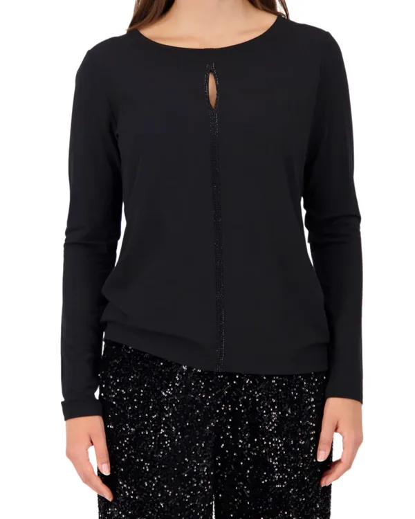 Monari Langarmshirt Cut-Out schwarz