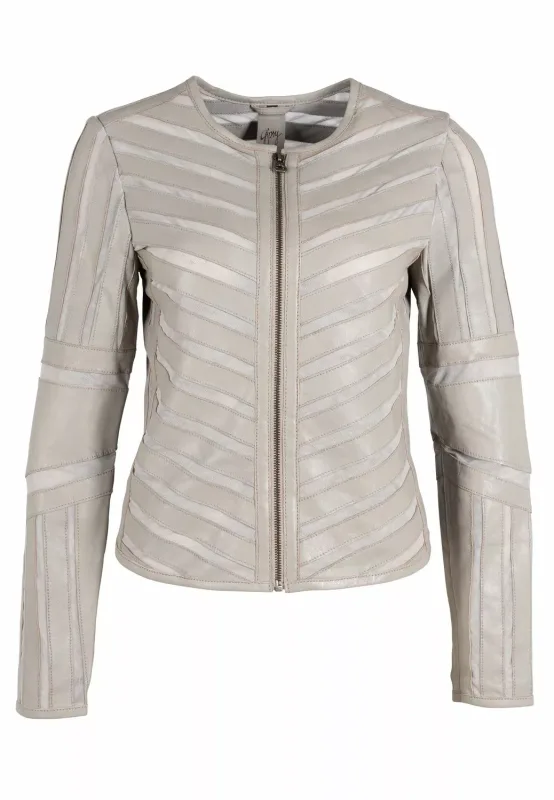 Gipsy Damen Lederjacke GGSuri in silver grey mit Mesh-Einsätzen