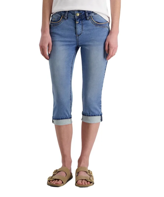 Timezone 3/4 Damenjeans Slim TaliTZ caribbean blue wash