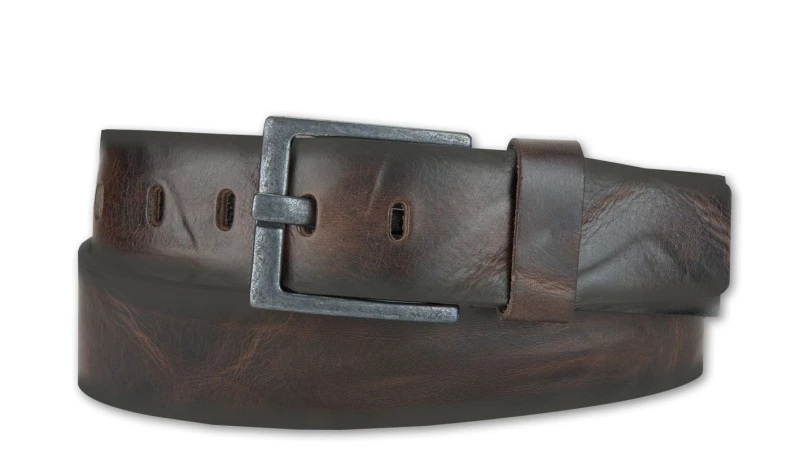 Bernd Götz 4,5 cm Walkledergürtel geprägt Dunkelbraun