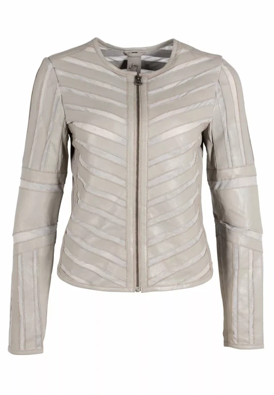 Gipsy Damen Lederjacke GGSuri in silver grey mit Mesh-Einsätzen