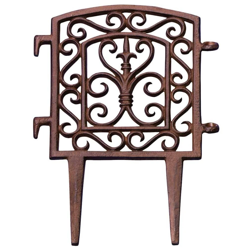 Beetzaun Beeteinfassung Gusseisen Antik-Braun 17x28cm Beetumrandung Ziergitter