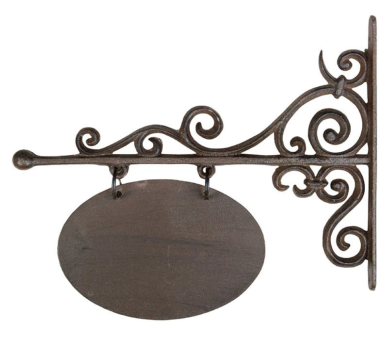 Rustikales Türschild Namenschild Oval Gusseisen Antik-Braun 32cm