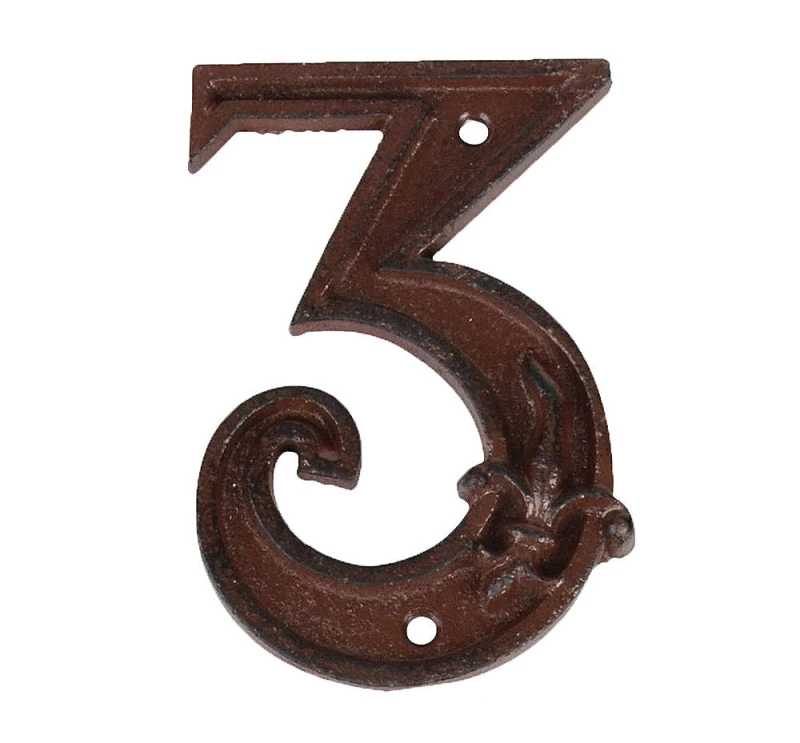 Hausnummer Zahl 3 Drei Antik-Stil Gusseisen H12cm