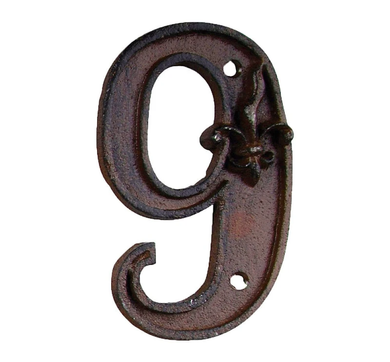 Hausnummer Zahl 9 Neun Antik-Stil Gusseisen H12cm