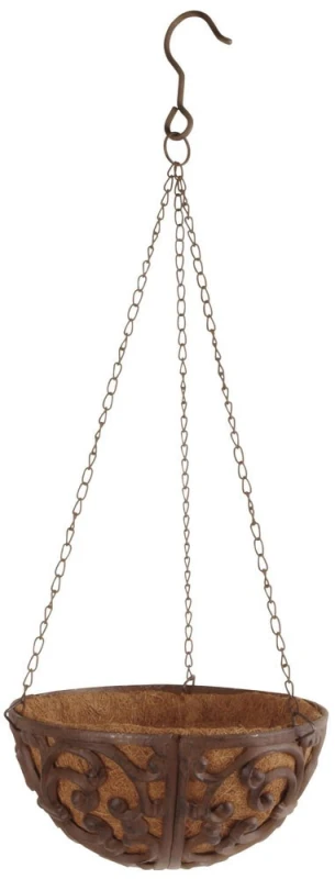 Rustikale Blumenschale Pflanzschale zum Aufhängen Gusseisen mit Kette Ø25cm