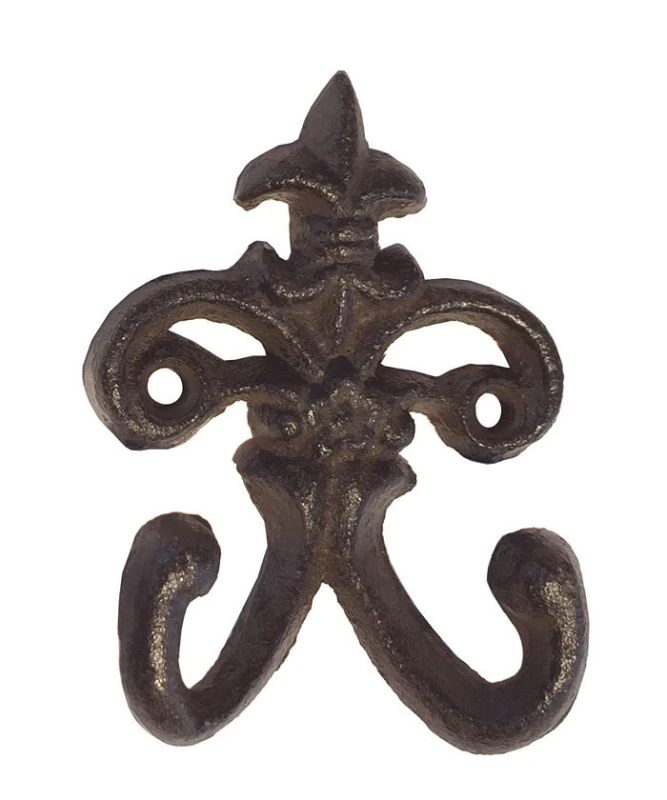 Garderobenhaken Lilie Doppel Kleiderhaken Wandhaken Gusseisen Braun