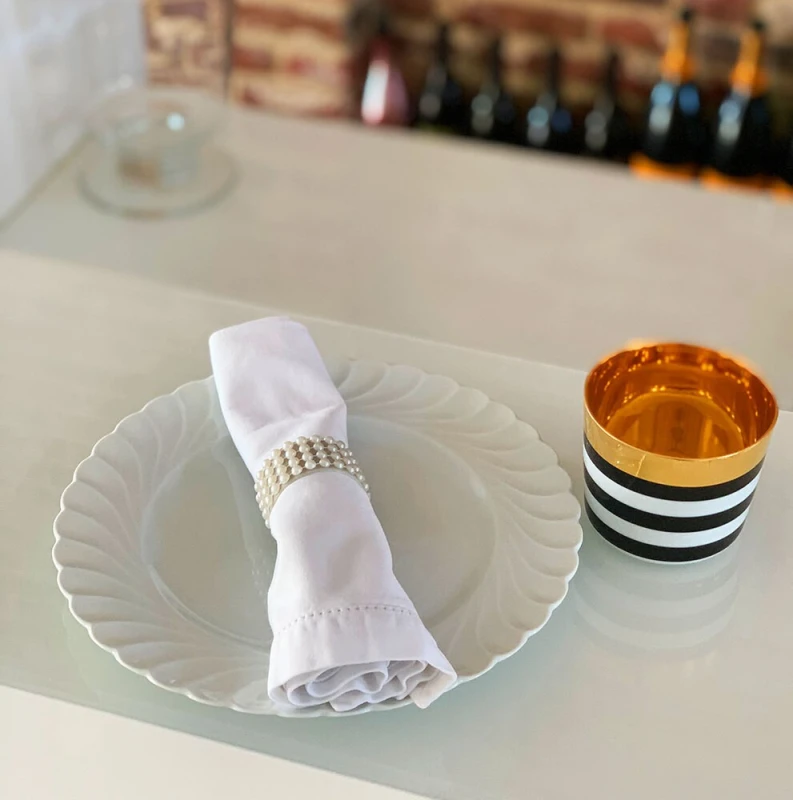 Serviettenringe Weiß Schmuck 4 Stück Serviettenhalter Perlen Tischdeko Hochzeit