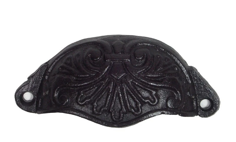 Muschelgriff Möbelgriff Gusseisen Griff für Schubladen Schwarz