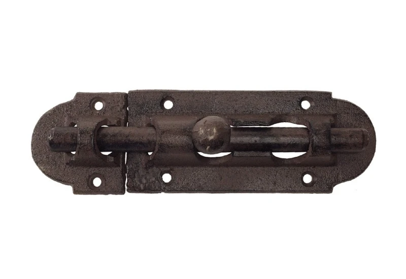 Rustikaler Türriegel Schlossriegel Schieberiegel Gusseisen Antik-Braun 19,5cm