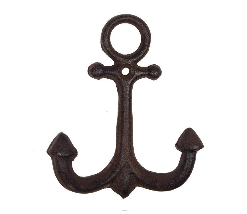 Garderobenhaken Anker Doppel-Haken Maritim Gusseisen Antik-Braun
