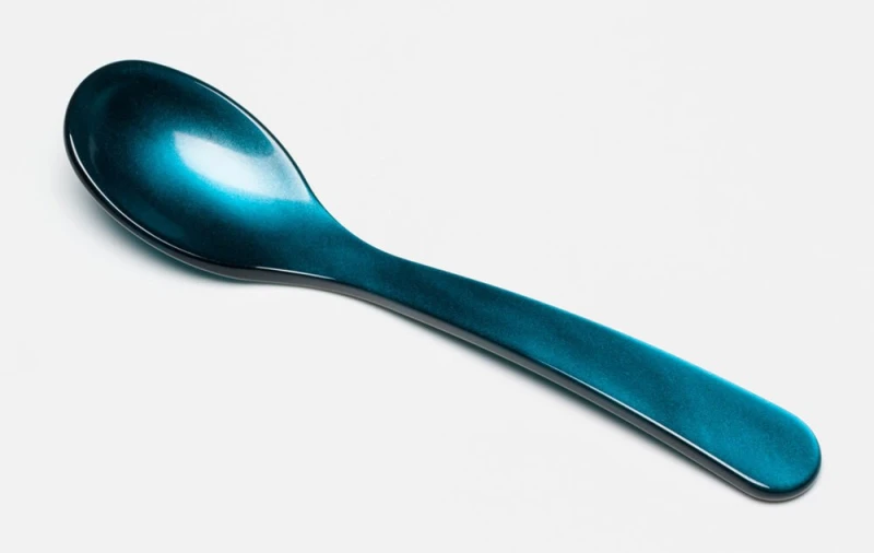 G.F. Heim Söhne Eierlöffel Acrylglas Perlmutt Optik Petrol