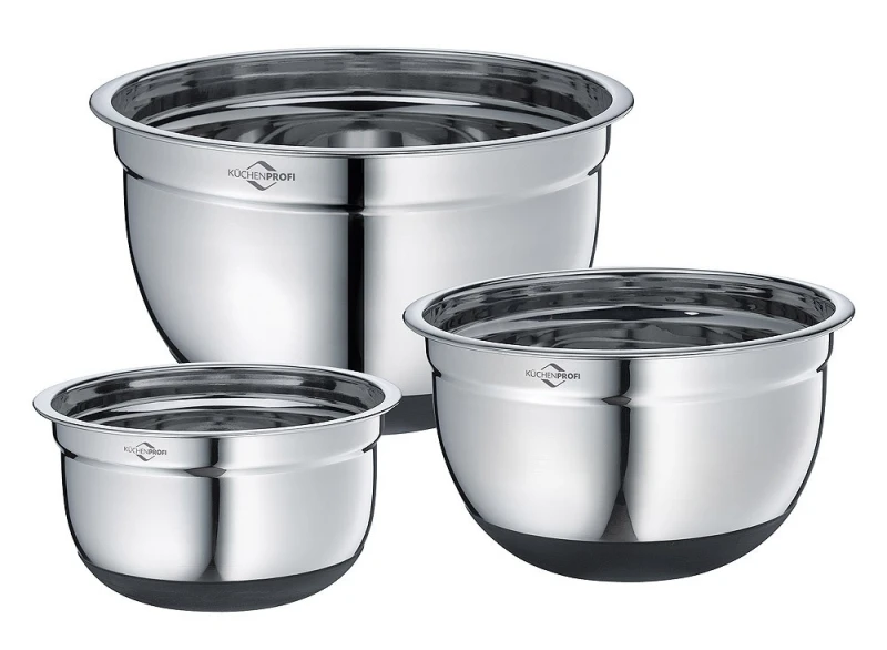 Küchenprofi Rührschüssel Set Edelstahl rutschfest 3tlg.