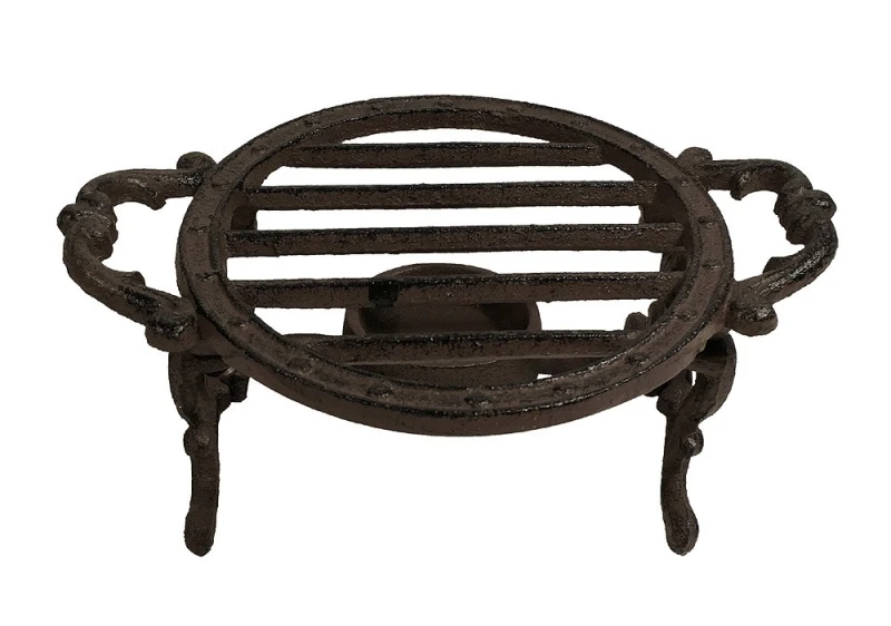 Stövchen Rechaud Rund Gusseisen Antik-Braun Vintage-Stil 13cm