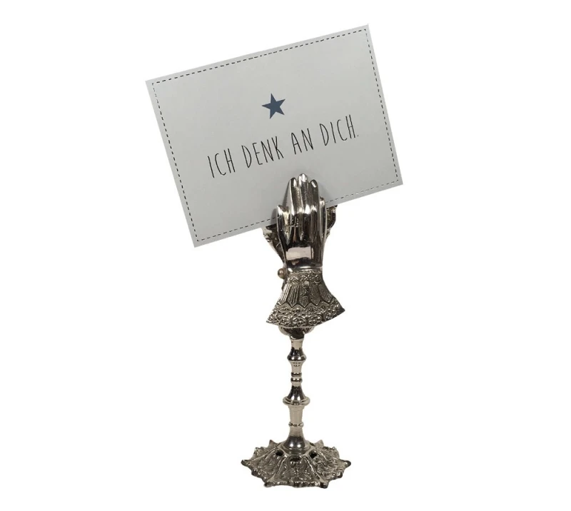 Tischkartenhalter Hand Barock Stil Silber Metall Kartenhalter Platzkartenhalter 22,5cm