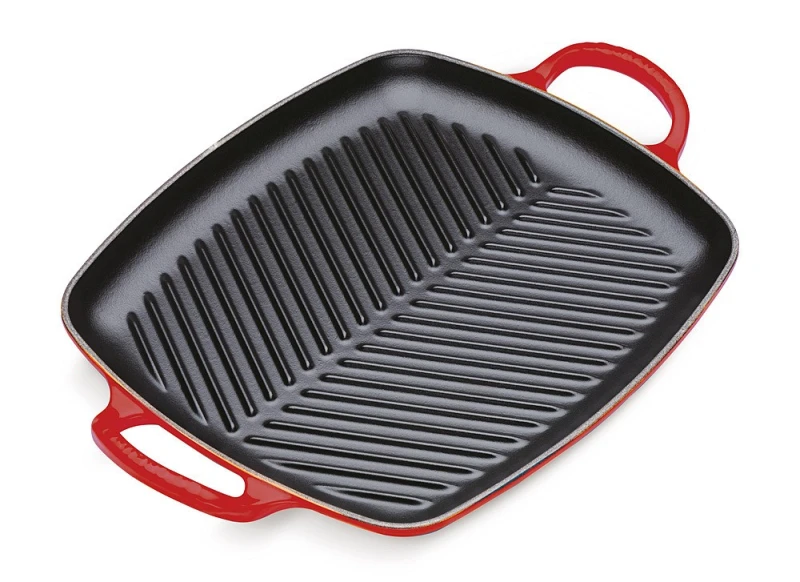 Le Creuset Rechteckige Grillplatte Signature Gusseisen Kirschrot 30cm