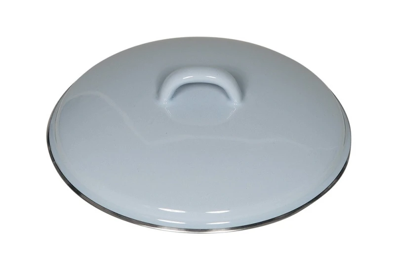 Riess Deckel Emaille Pastell Blau mit Chromrand 18cm