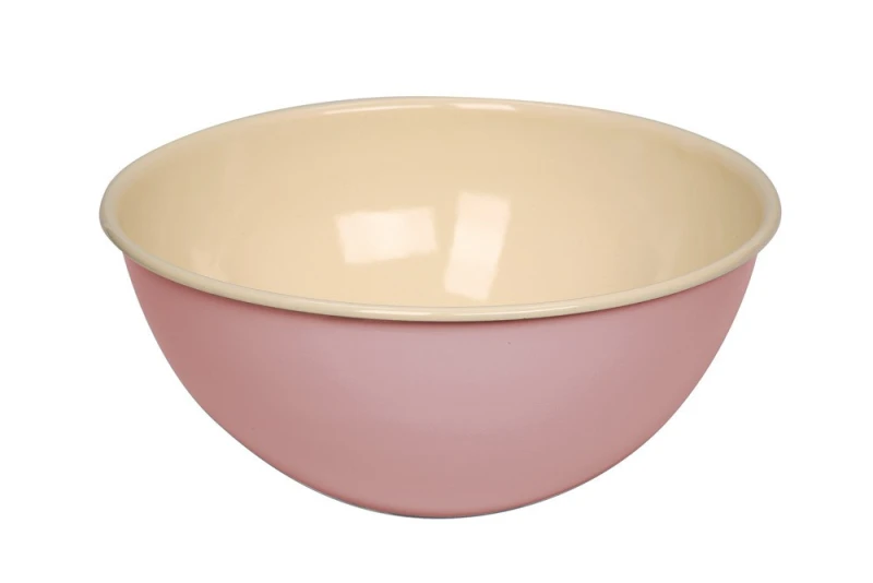 Riess Obst und Salatschüssel Emaille Pastell Rosa 26cm