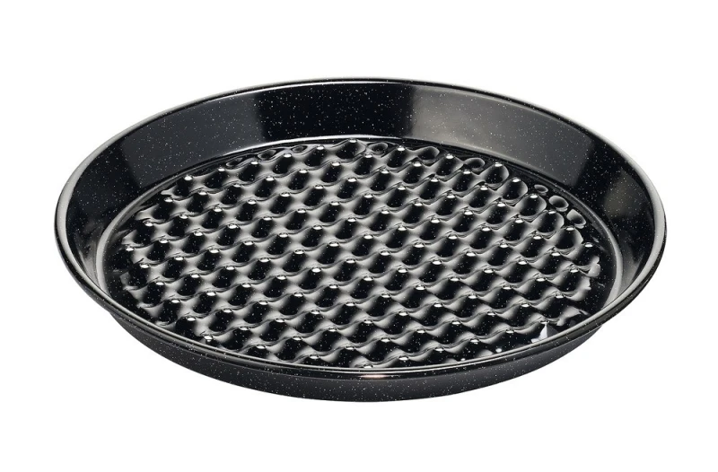 Riess Grilltasse Rund Emaille Grillschale Schwarz Gelocht 32cm