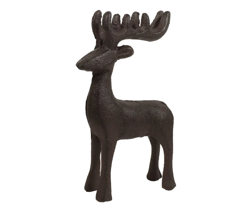 Dekofigur Rentier Gusseisen Antik-Braun Hirsch Elch 16cm