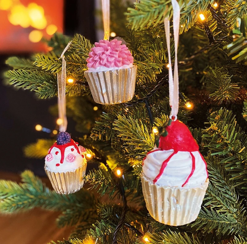 Christbaumschmuck Cupcake Törtchen 3 Stück Christbaumanhänger Set