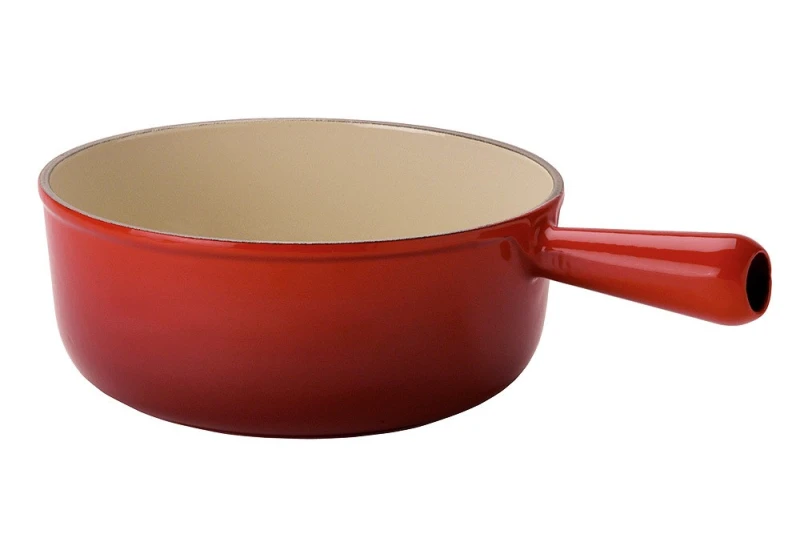 Le Creuset Schwenkkasserolle Caquelon Fonduetopf Gusseisen Kirschrot 24cm