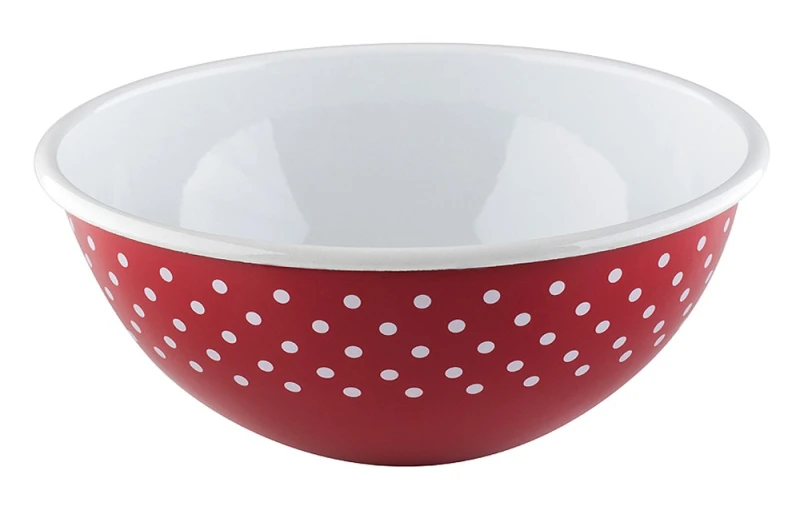 Riess Obst und Salatschüssel Emaille Pünktchen Rot 26cm