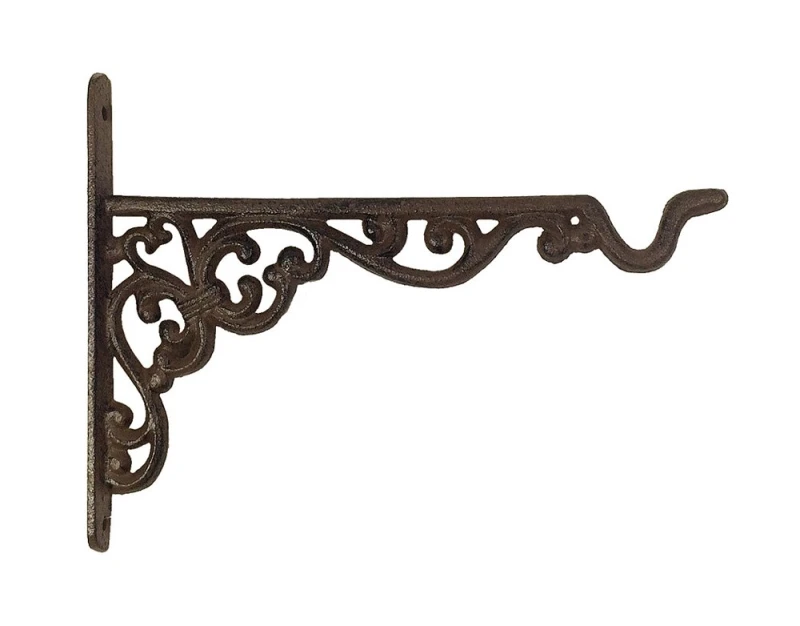 Wandhalterung für Blumenampel Blumentopf Haken Gusseisen Antik-Stil Braun 19,5cm