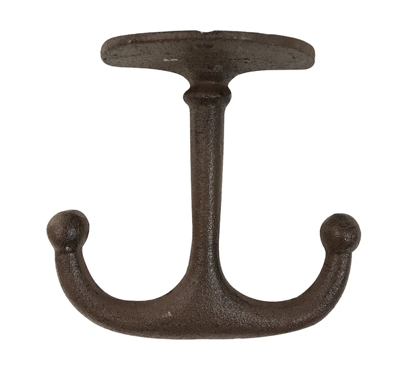 Deckenhaken Doppelhaken Wandhaken Wandhalterung Gusseisen Antik-Stil Braun
