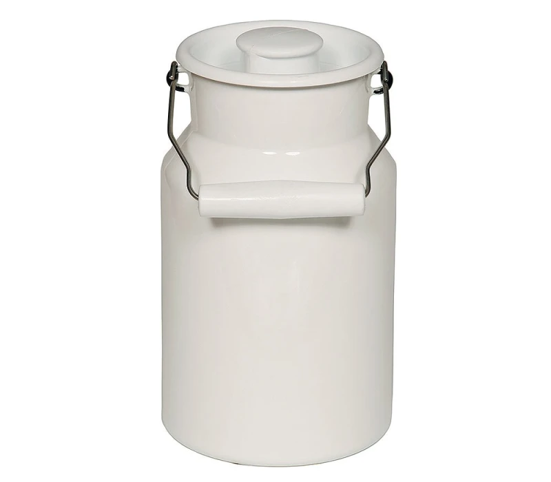 Riess Milchkanne mit Deckel Emaille Weiß 1L