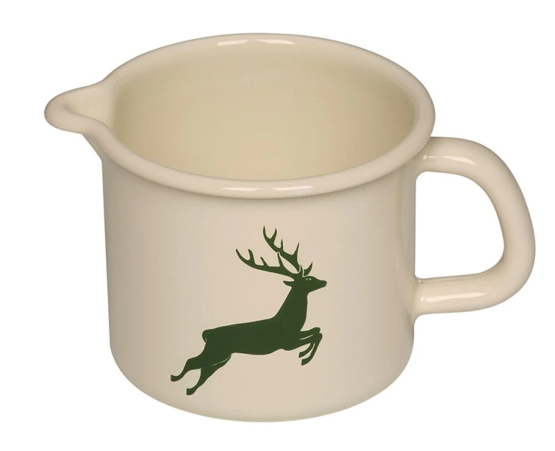 Riess Schnabeltopf Emaille Topf Weiß Hirsch Grün 10cm