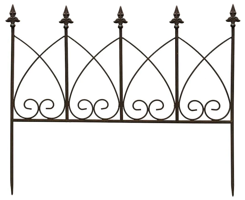 Beetzaun Metall Zum Stecken Beeteinfassung Beetumrandung Antik-Stil Braun 62cm