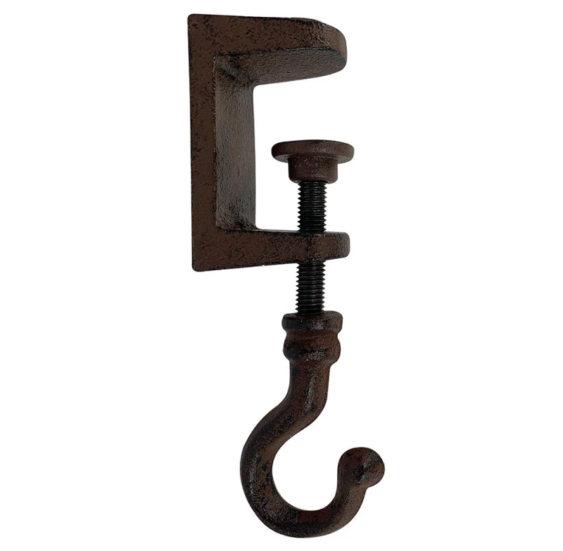 Klemmhaken Befestigungshaken Schraubzwinge mit Haken Gusseisen Braun Antik-Stil
