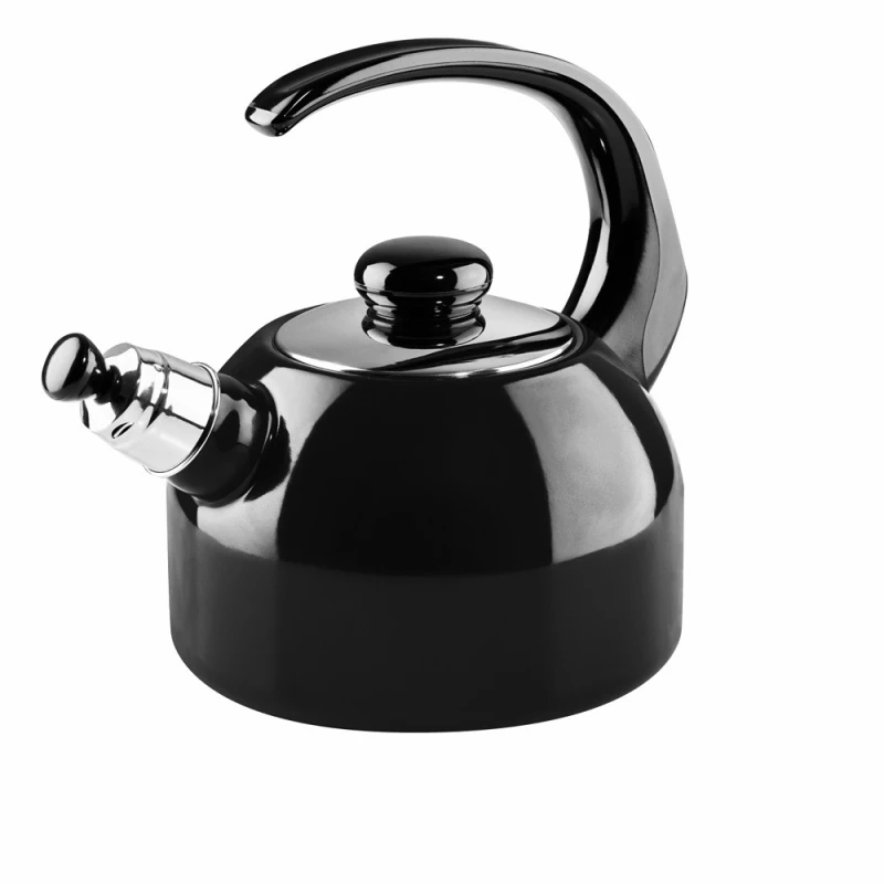 Riess Wasserkessel mit Flöte Emaille Schwarz 2L