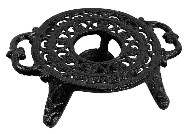 Stövchen Rund Rustikal Warmhalteplatte Rechaud Gusseisen Antik-Stil Schwarz