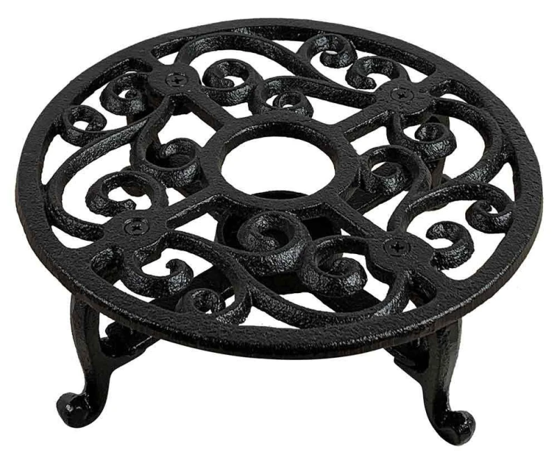 Stövchen Landhaus Vintage Warmhalteplatte Rechaud Gusseisen Antik-Stil Schwarz