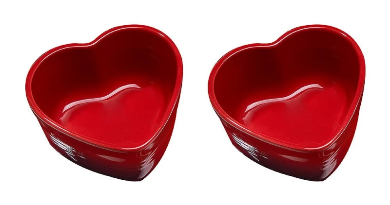 Le Creuset Herzförmchen Steinzeug 2er-Set Kirschrot 10x11cm