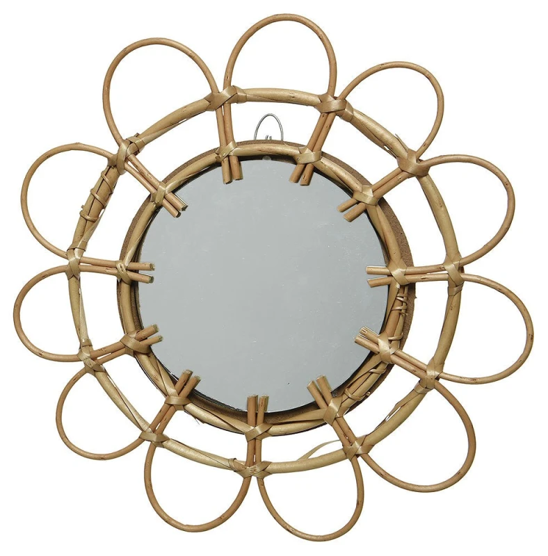 Spiegel Boho Rund Blume Weide Wandspiegel Flower Ø 35cm