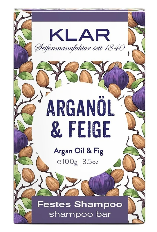 KLAR Festes Shampoo Arganöl + Feige (für trockenes Haar) 100g