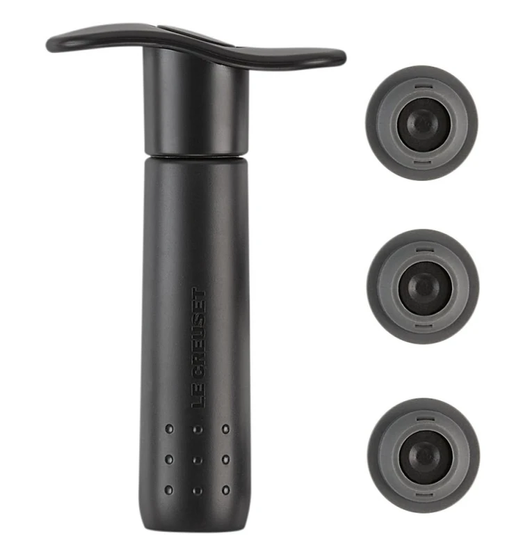 Le Creuset WA-137 Weinpumpe Schwarz inkl. 3 x Verschluss