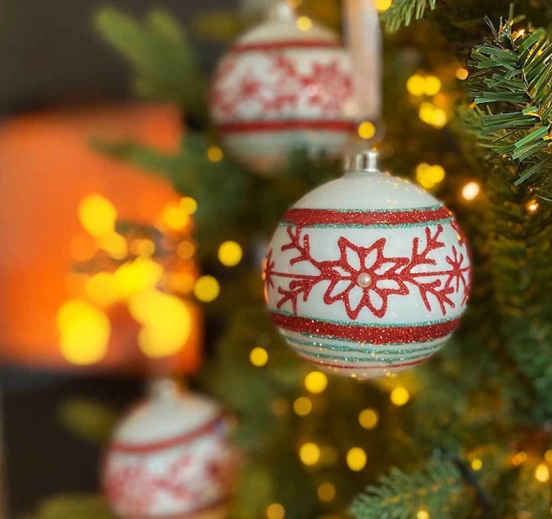 Weihnachtskugeln Eisblume Glas 3 Stück Christbaumkugeln Schneeflocke 8 cm