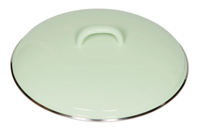Riess Deckel Emaille Pastell Nilgrün Grün mit Chromrand 22cm