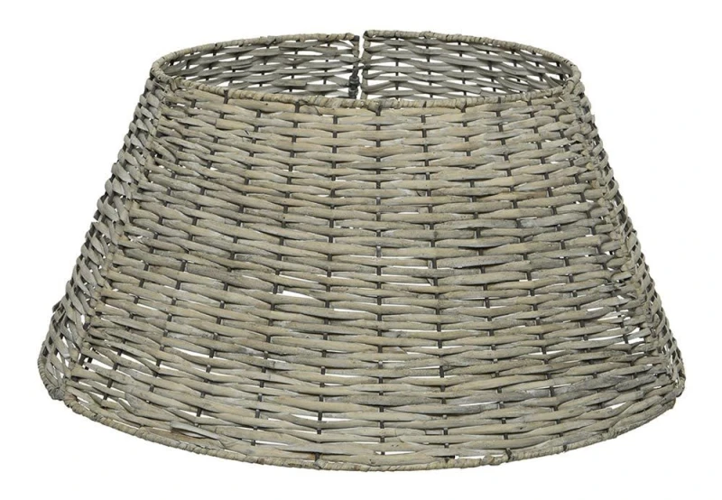 Christbaumständer Abdeckung Rattan Grau Weihnachtsbaumständerhülle teilbar 57 cm