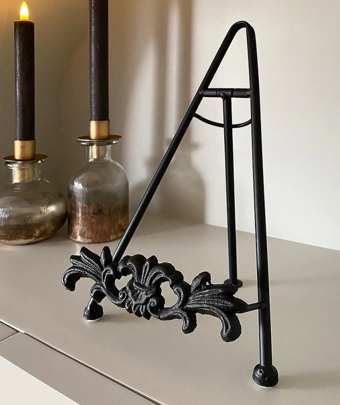 Buchstütze Nostalgie Buchständer Eisen Schwarz Antik-Stil Kochbuchhalter Vintage