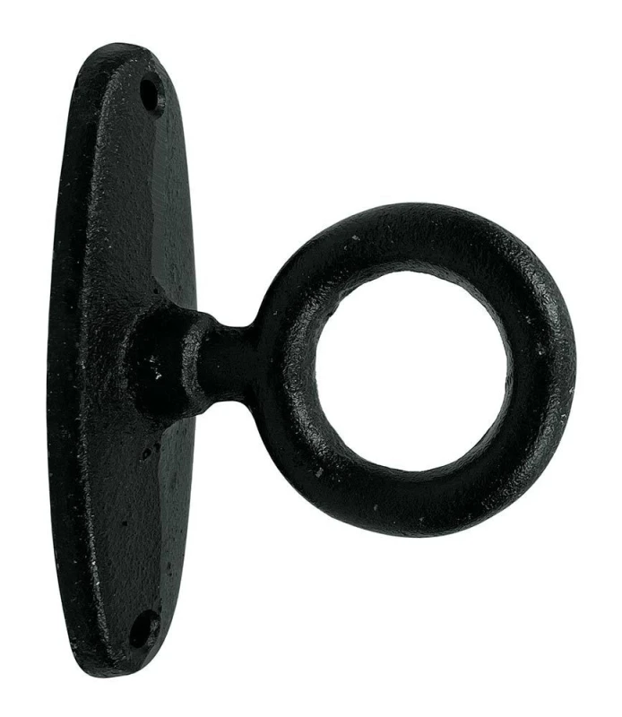 Anbindering mit Platte Gusseisen Antik-Stil Befestigungsring Schwarz 9cm