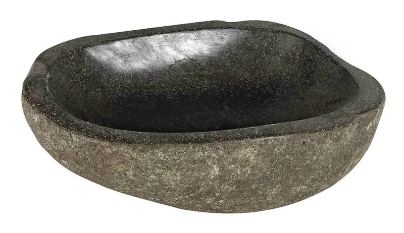 Naturstein Schale Flussstein Steinschale Dekoschale Vogeltränke Garten 25-30 cm