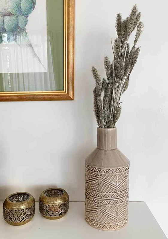 Trockenblumenstrauß Silber Hirse Setaria getrocknet Bund mit Stiel Weihnachten