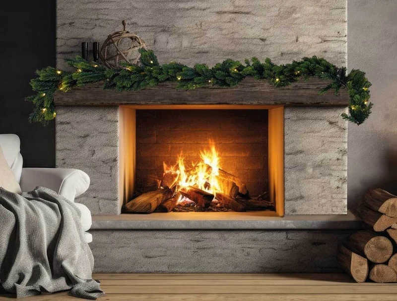 Tannengirlande Naturgetreu LED Beleuchtet Weihnachtsgirlande Außenbereich Timer 180cm