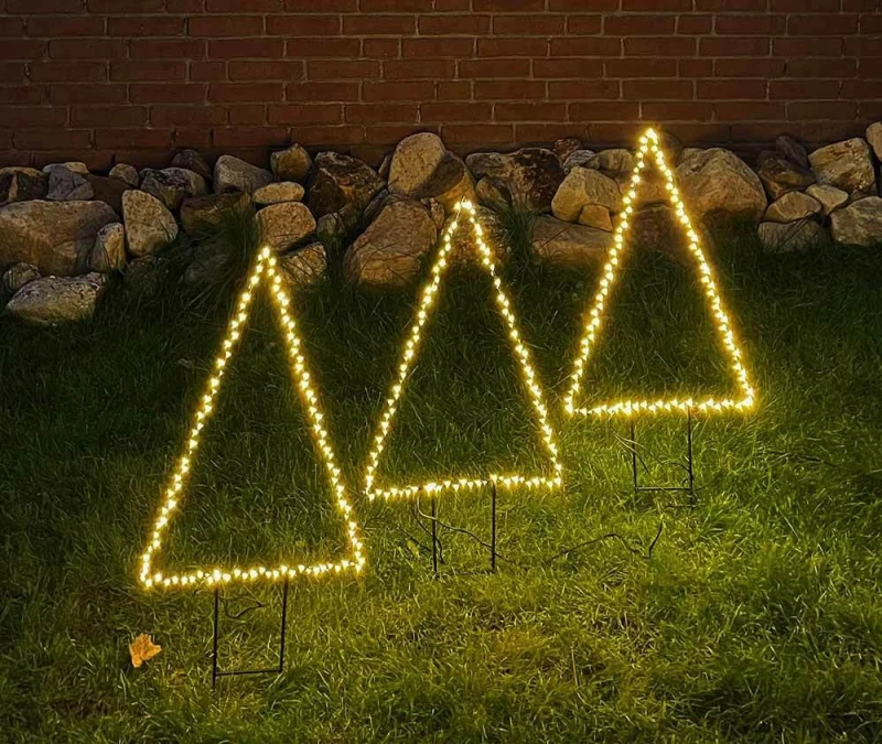 Weihnachtsbeleuchtung Außen 3er Set 330 LED Warmweiß Gartenstecker Tannenbaum